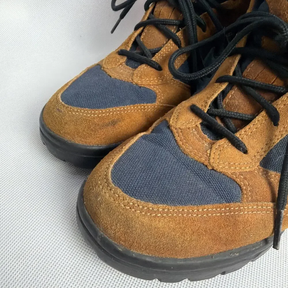 Vintage 1995 Nike ACG Hiking Boots Brown Navy Blue Suede 950204-IA Mens 7.5